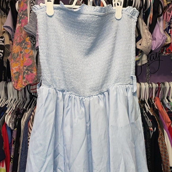 NWT NEW blue dual layer roper but looks like dress strapless frilly bodycon - Picture 8 of 11